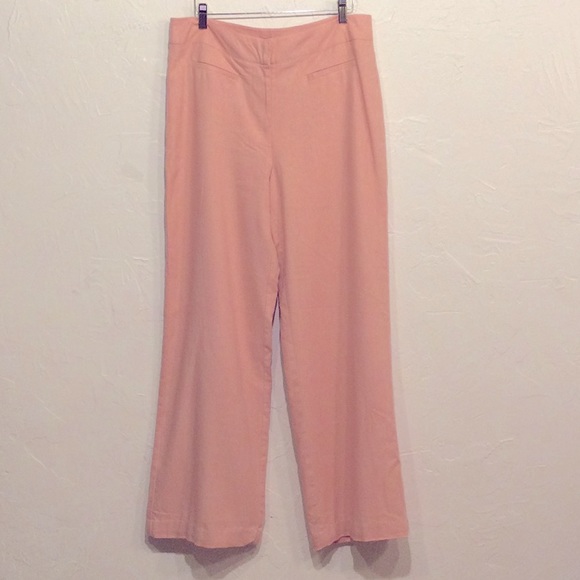 Chadwick’s of Boston Salmon Pink wide Leg Linen Bland Trousers 10 - Picture 1 of 8